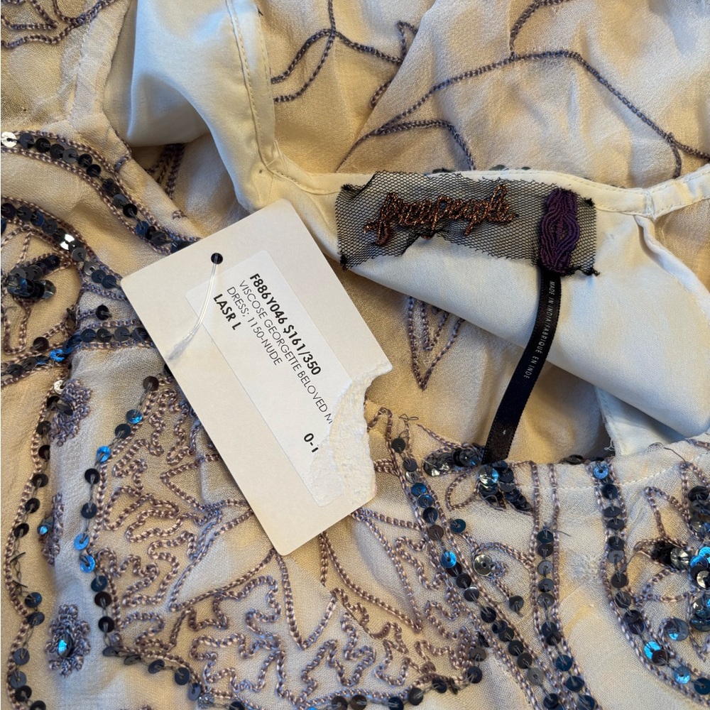 Free People My Beloved Georgette Sequined Mini Dress - Picture 8 of 10